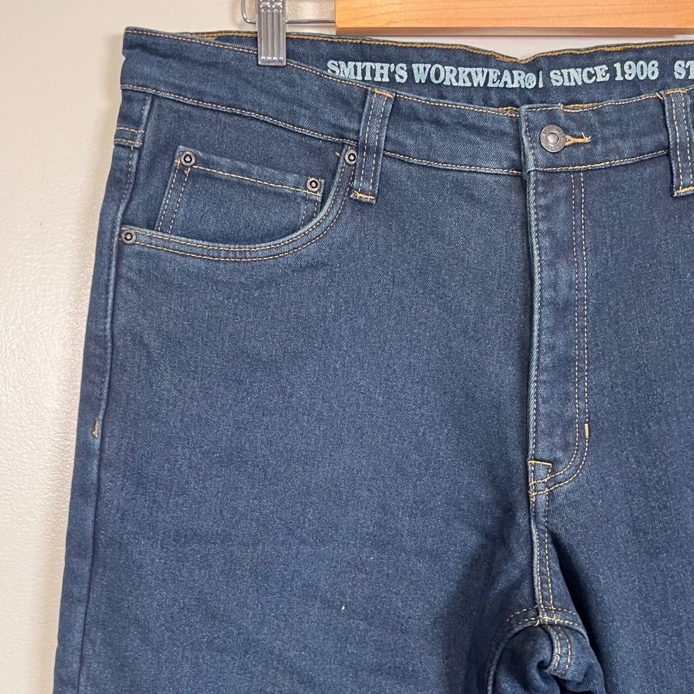NWT Smith's Workwear Fleece-Lined Jeans Relaxed Stretch Denim Mens 38x34 Dark